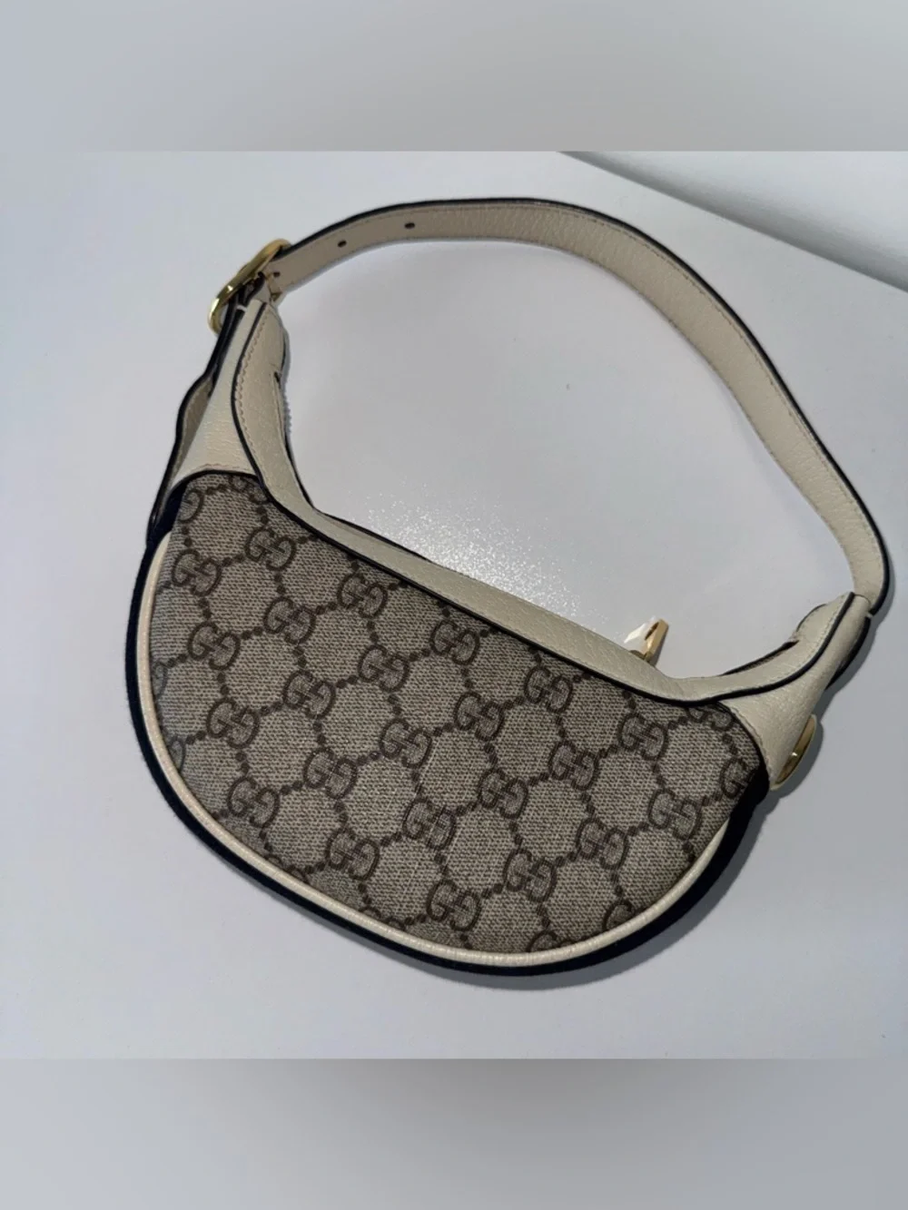 Gucci Ophidia  - Beige Supreme Shoulder Bag with Red & Blue stipe - Picture 10 of 16